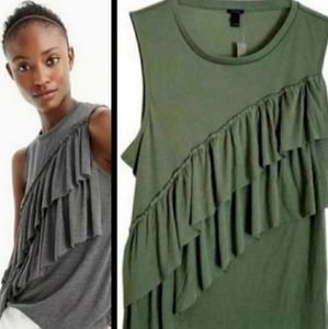 J. Crew Drapey Ruffle Tank Green Size Medium NWT